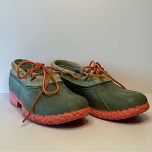 L.L. Bean Rubber Moc Bean Boots – Women’s Size 9 – Green/Pink